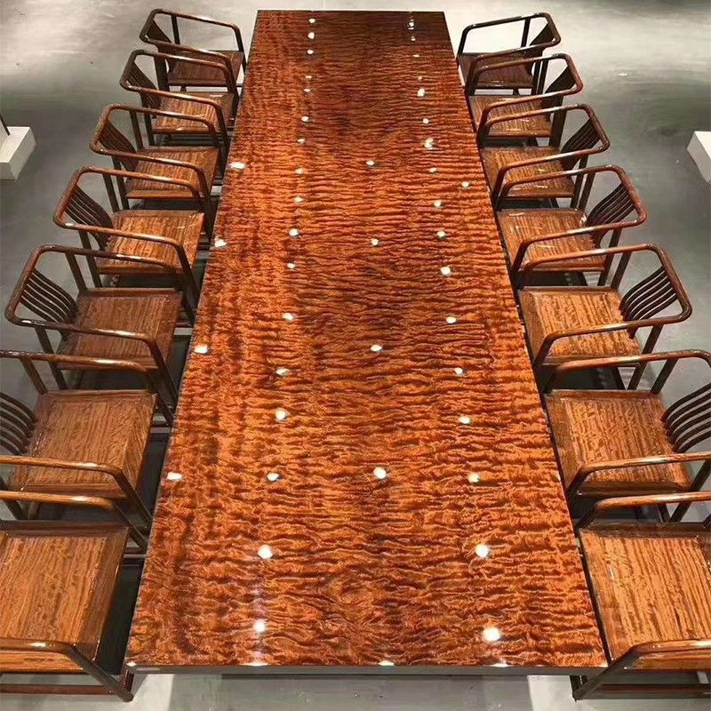 巴花大板实木原木红木办公巴西花梨木书餐茶台桌水波纹现货新中式