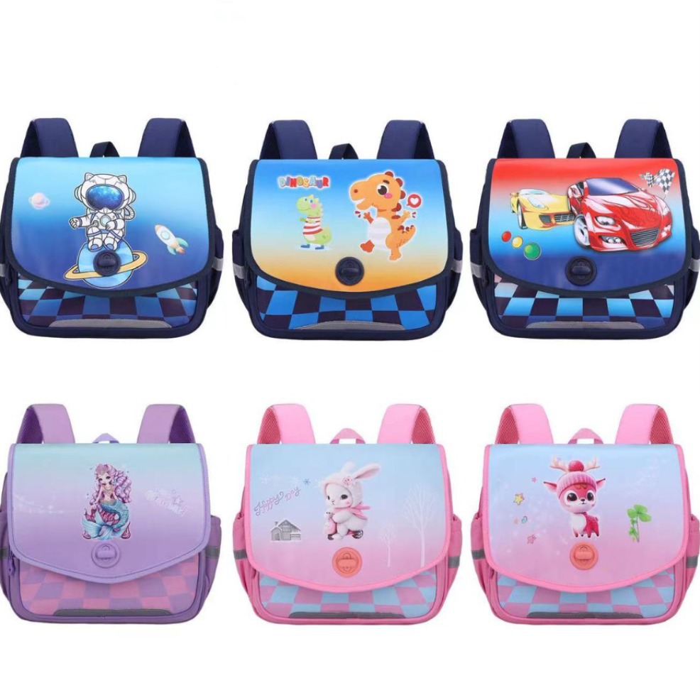 New Foreign Trade Export Primary School Student Horizontal Schoolbag Cross-Border Factory Children's Cartoons on Both Shoulders Backpack Middle East Schoolbag