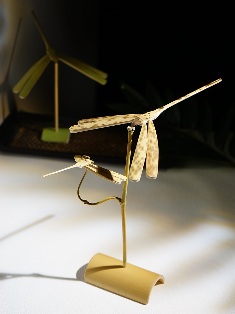 平衡竹蜻蜓小摆件文创中式国古风茶室禅意茶几桌面竹子装饰品创意