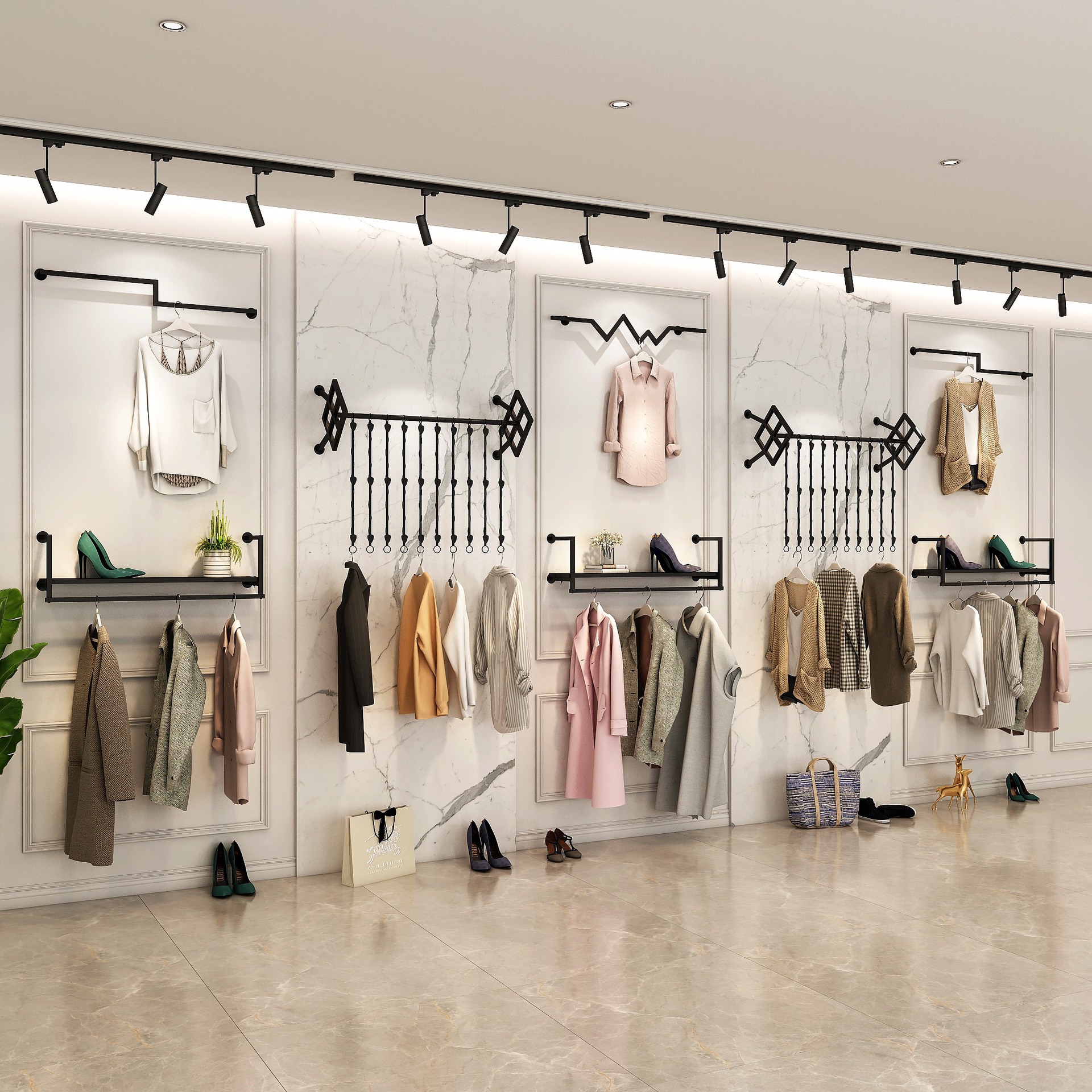 服装店展示架上墙女装壁挂式组合衣服架子挂衣架童装店铺货架侧挂