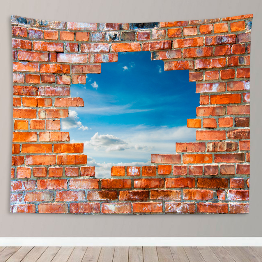 亚马逊挂毯 3d效果破洞墙挂布房间装饰布直播背景布卧室床头挂毯