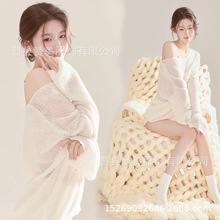 新款韩系纯欲风毛衣个人写真服装时尚唯美女孩私房艺术照摄影服