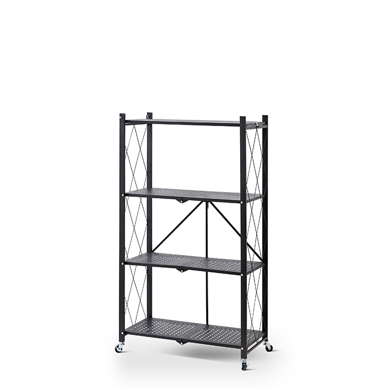 Installation-Free Folding Kitchen Shelf Floor Multi-Layer Shelf Microwave Oven Pot Oven Storage Rack 0783