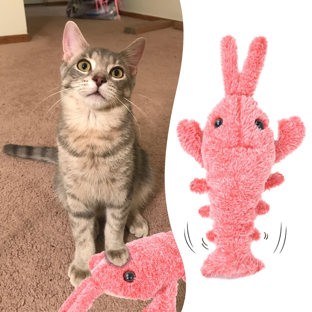amazon new electric lobster usb charging simulation jumping shrimp electric pet funny cat toy factory direct supply