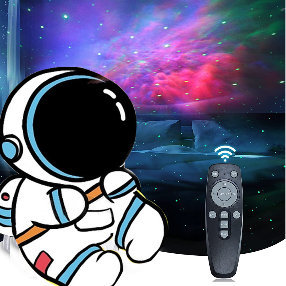 宇航员星空灯旋转小屋氛围灯卧室太空银河小夜灯坐姿星空灯投影仪