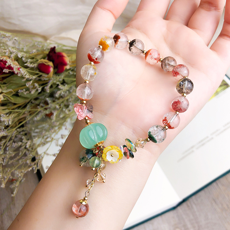 简约四季幽灵巴山玉福瓜手串手链女奥地利水晶饰品首饰彩宝水晶