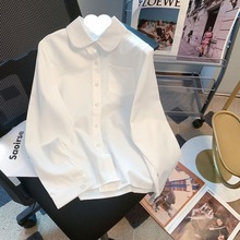 女童长袖衬衫白色制服女韩版学院风秋季新款女装外穿衬衣女上衣