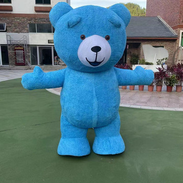 充气网红蓝色熊人偶服装网红动物卡通服装人穿行走传单卖崽玩偶服