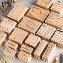 Wooden Rubber Stamp Memo Habit Record Date Design Decorative