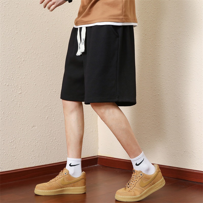 Shorts Men's Summer New Straight Fifth Pants Men's Korean-Style Loose Casual Pants Men's Printed Waffle Pants Fashion