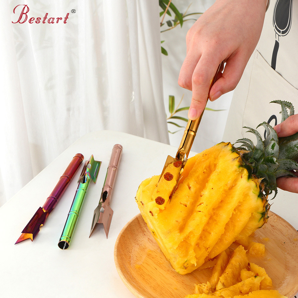 不锈钢菠萝铲去眼器菠萝刀削皮器菠萝叉凤梨v型挖眼工具菠萝铲