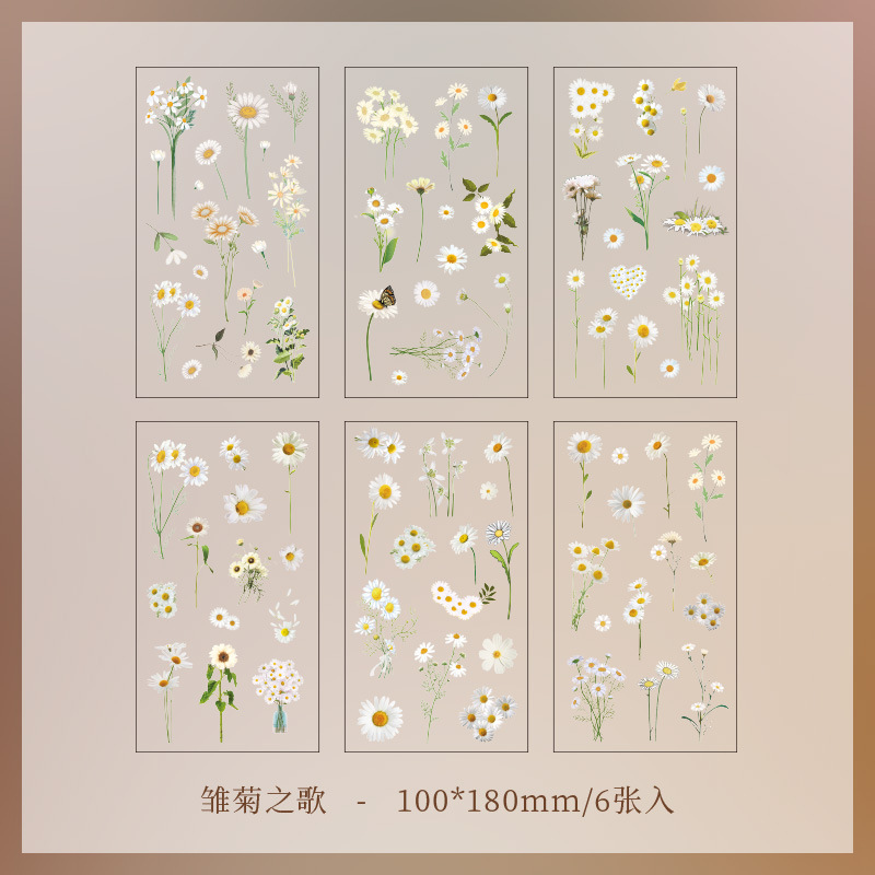 Yue Zhen Nature Series Notebook Sticker Package PVC Plants and Flowers Retro Material Paper Children's Journal Stickers