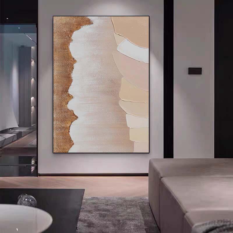 莫兰迪大幅客厅现代入户玄关装饰画抽象样板间挂画酒店落地画