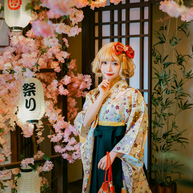 日本和服女传统大正风二尺袖袴套装和风传统毕业季礼服和装正装