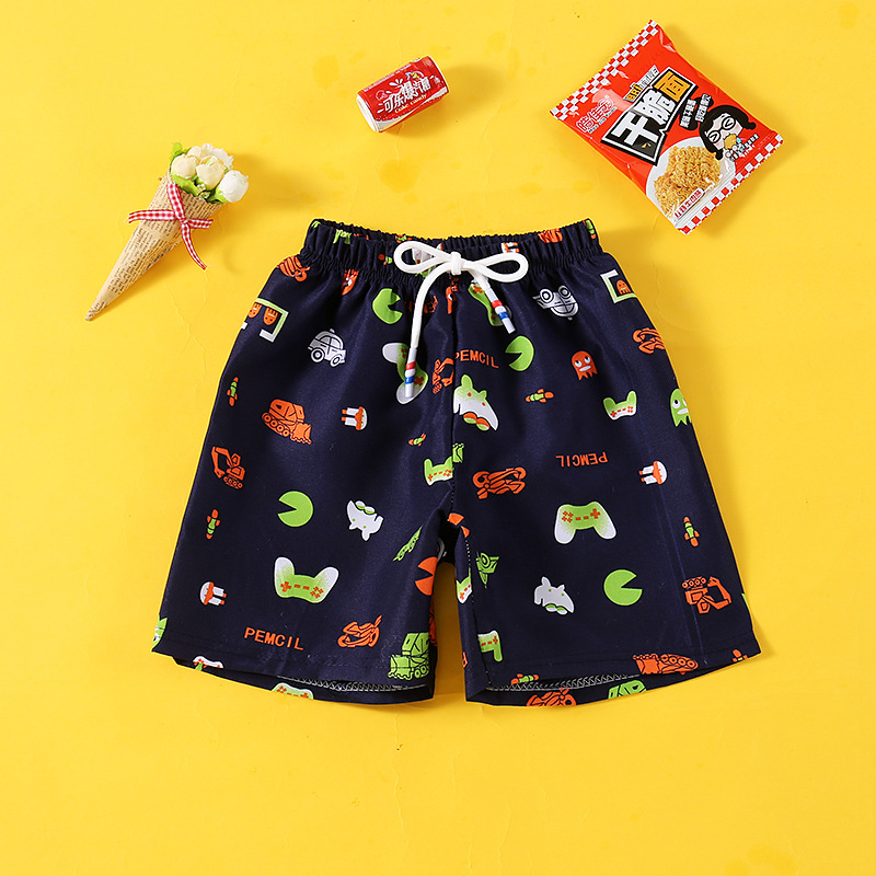 Summer Children's Shorts Beach Pants Swimming Trunks Boys Casual Loose Outer Wear Big Panties Cartoon Fashionable Fifth Pants