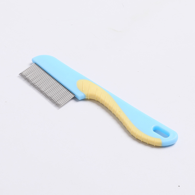 Factory Exclusive Supply Pet Comb Stainless Steel Fine Tooth Comb Flea Removal Pet Comb Long Handle Cleaning Comb