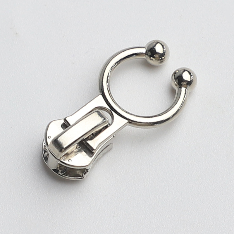 SOURCE Factory Silver with Lock Pull Head Dress Pants Zinc Alloy Zipper Puller No. 5 Backpack Pull Head Supply