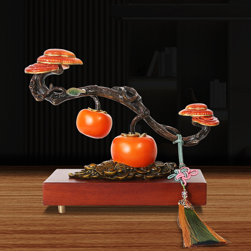 铜制摆件万事如意柿子摆件酒柜客厅玄关摆设装饰乔迁结婚生日送礼