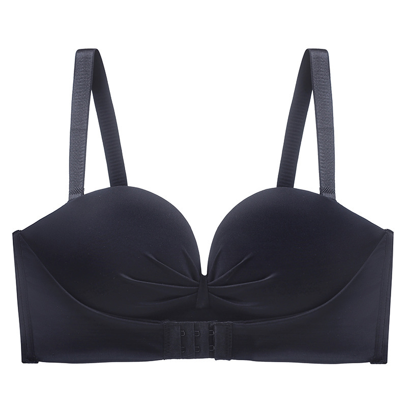 Strapless Push up Anti-Slip Small Chest Invisible Underwear Women's Bra without Steel Ring Glossy Adjustable Backless Push up Bra