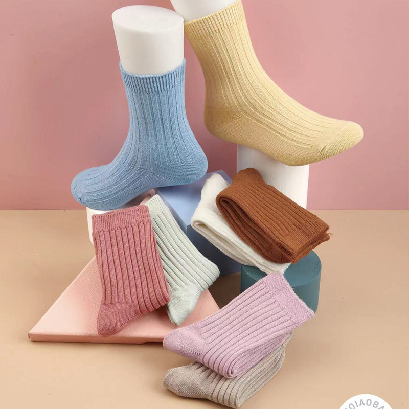 七巧板儿童袜 纯色全棉冬季厚袜子儿童宝宝袜中大童婴幼儿长筒袜