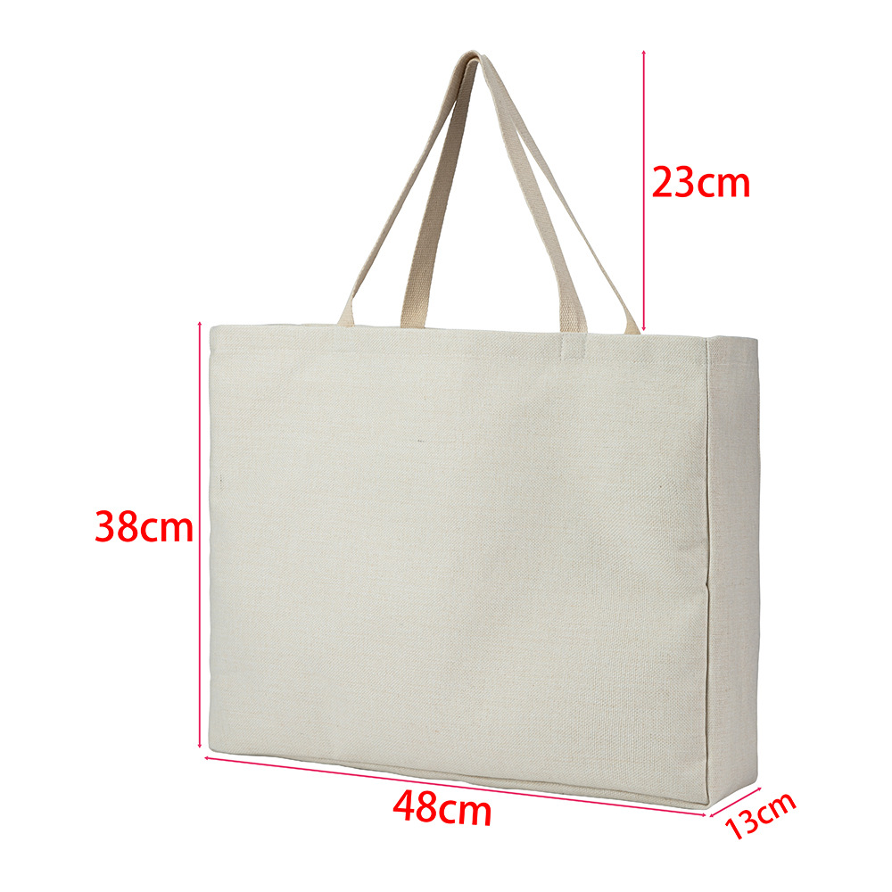 Sublimation 2022 Outdoor Handbag Strap Side Shopping Bag Solid Color 380G Composite Cotton Linen Wide Bottom Handbag