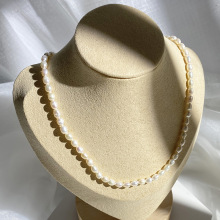 天然淡水珍珠项链 3-4mm小米珠锁骨链简约气质时尚女短项链新潮款