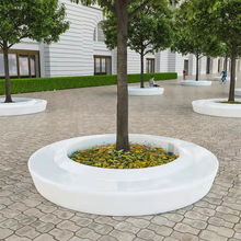 玻璃钢树池座椅户外圆形花盆坐凳园林景观花坛不锈钢成品花池