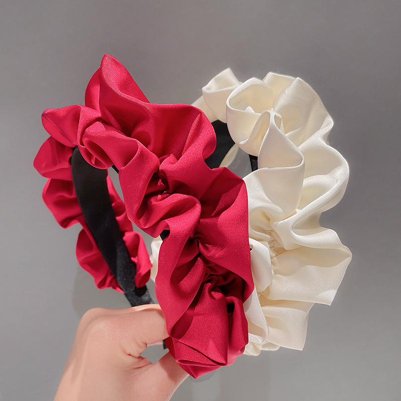 Korean Style New French Pleated Wide Brim Hair Band High Sense Classic Style Headband out High Skull Top Hair Pressing Headwear Women