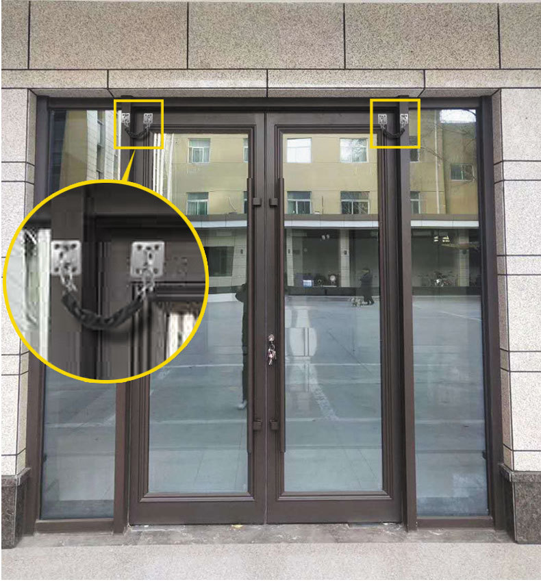 防止大门倒塌 安全链铁链商用大门酒店玻璃门合页 玻璃门防倒链-阿里