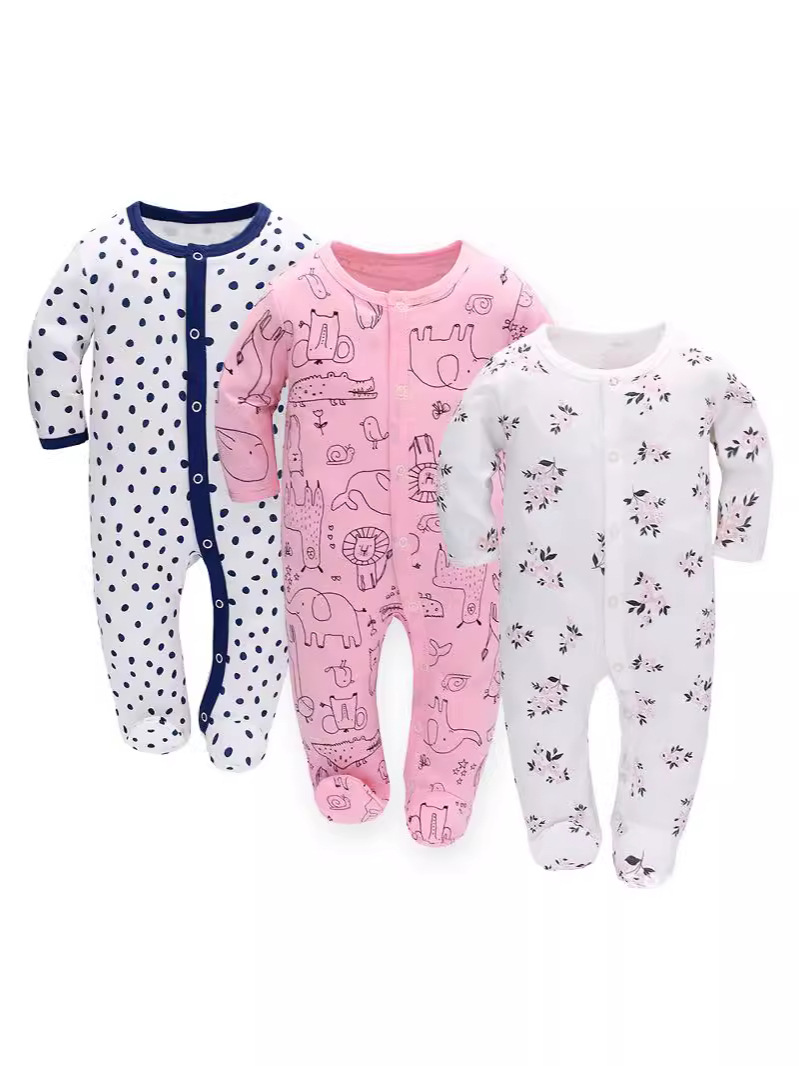 Baby Baby Jumpsuit Spring and Autumn Long-Sleeved Newborn Jumpsuit Baby Foot-Wrapped Romper Jumpsuit Baby Clothes