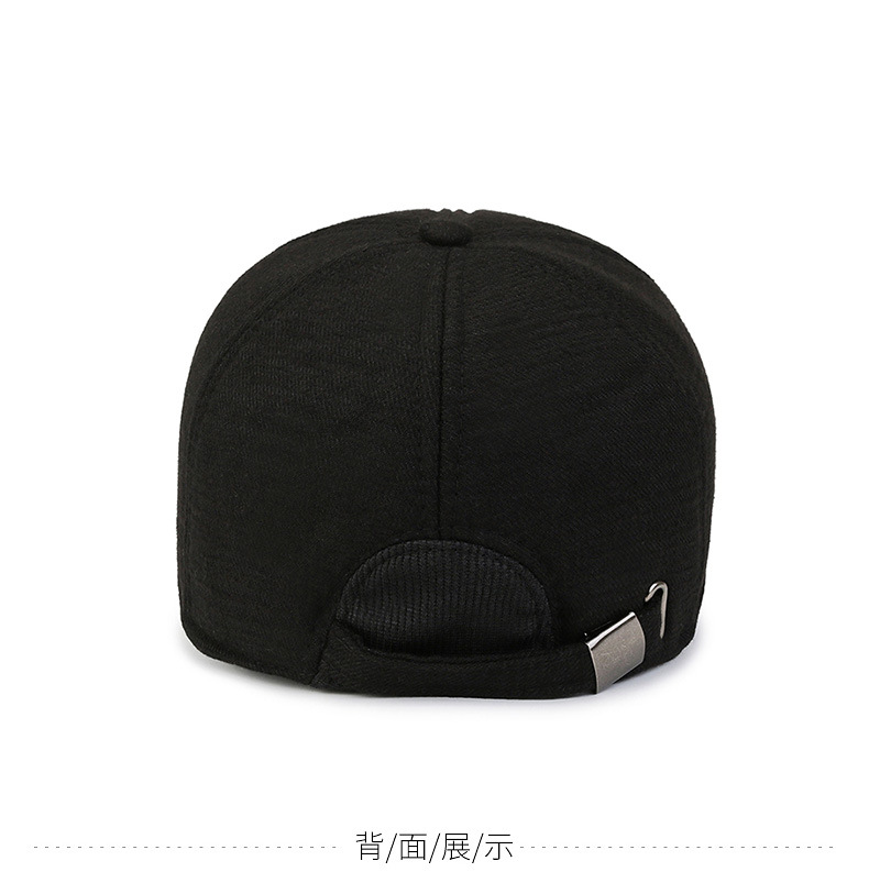 New Autumn and Winter Men's Hat Men's Simple Warm Peaked Cap Outdoor Baseball Cap Middle-Aged and Elderly Thickened