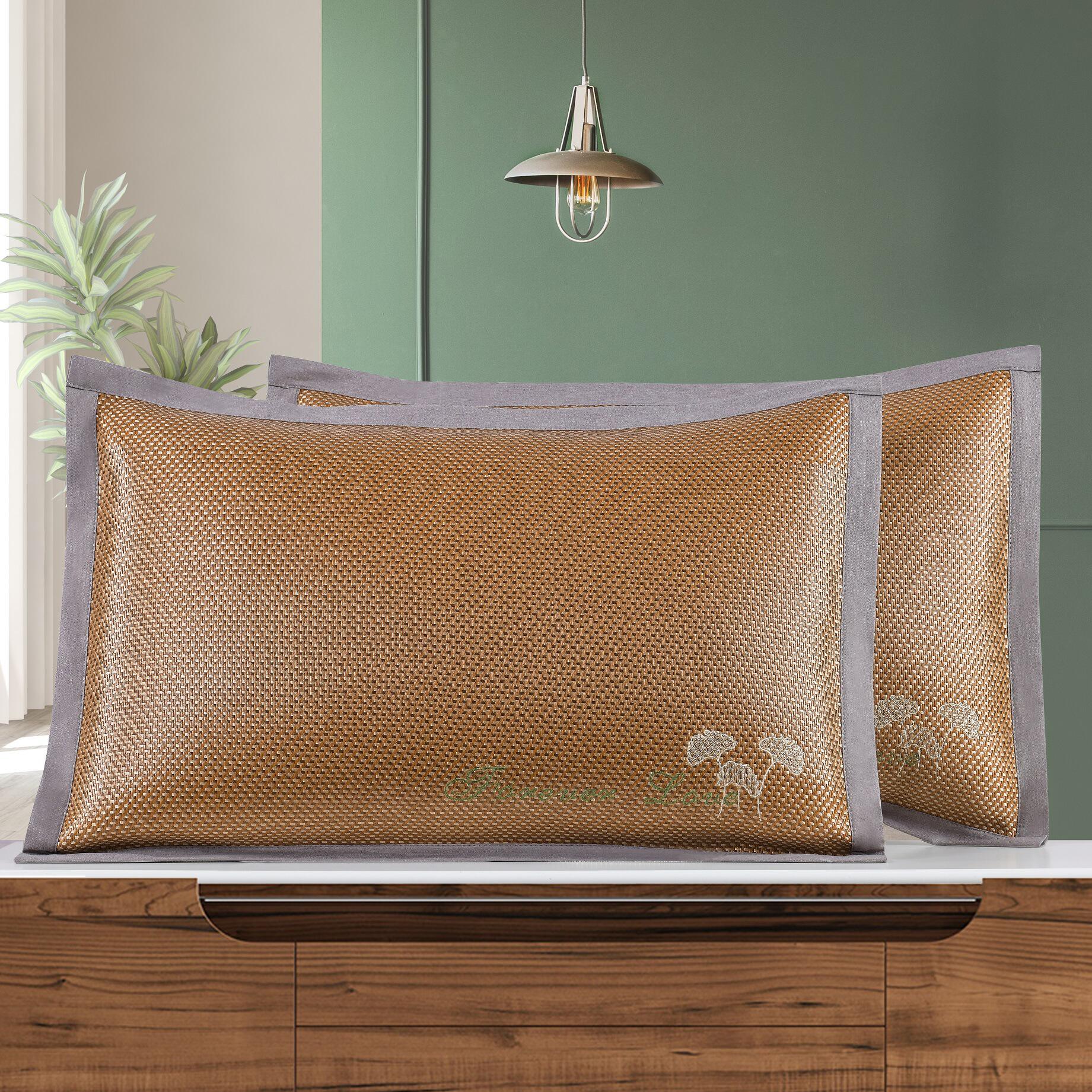 厂家批发枕套夏季冰丝可水洗枕套藤席凉席枕头套透气清凉草枕片