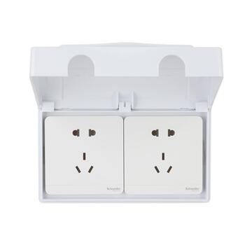 双86型两位插座防水盒罩卫生间双联开关防溅盒浴室双位保护盖家用