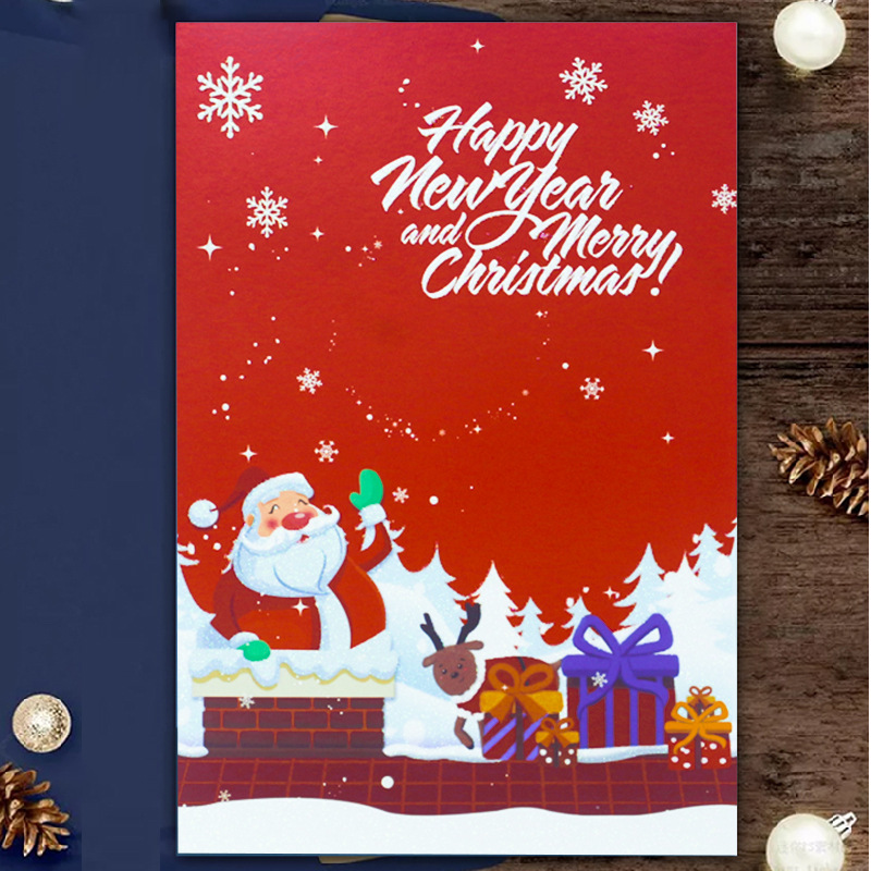 New Thickened Christmas Greeting Card High-End Colorful Uv Blank Gift Card Merry Christmas Greeting Card Wholesale