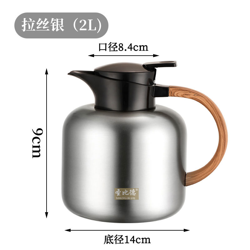 2L Stainless Steel Vacuum Thermos 304 Double-Layer Smolder Teapot Thermos Bottle Large Capacity Household Thermos Gift