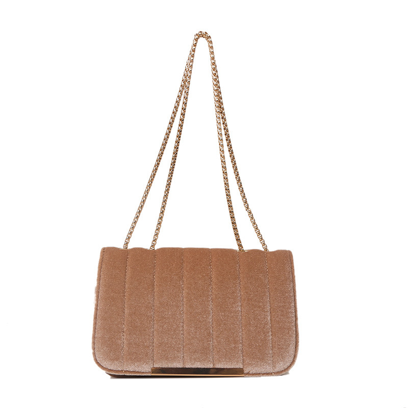 Cross-Border Velvet Bag for Women Bags2023 Spring Texture Popular Small Square Bag Fashion All-Match Chain Shoulder Messenger Bag