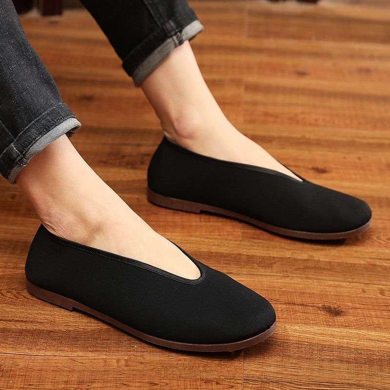 中国风老北京男鞋复古传统中式休闲鞋僧鞋圆口老头鞋功夫鞋黑布鞋