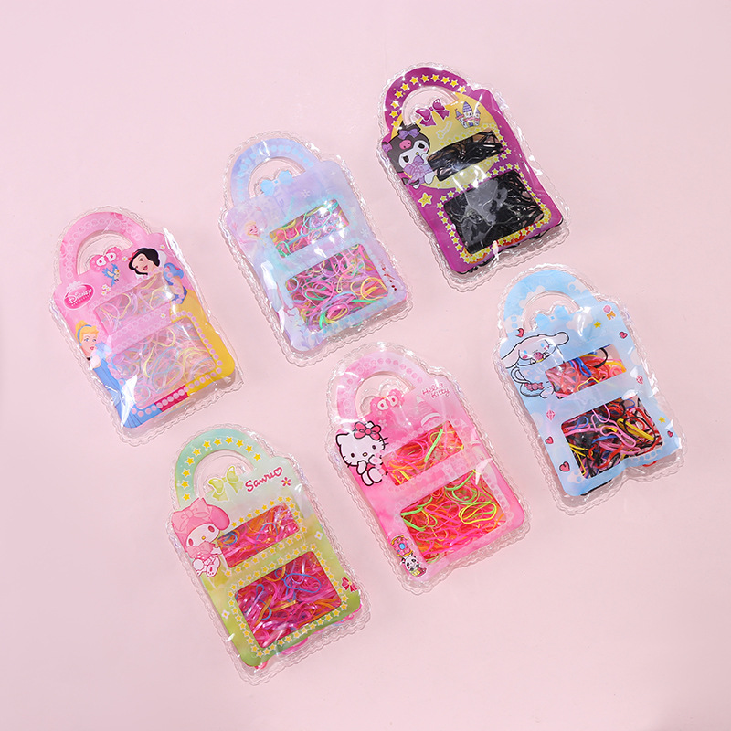 New Children's Rubber Band Transparent Cartoon Cute Bag Disposable Rubber Band Female Hair Tie Highly Elastic Rubber Band