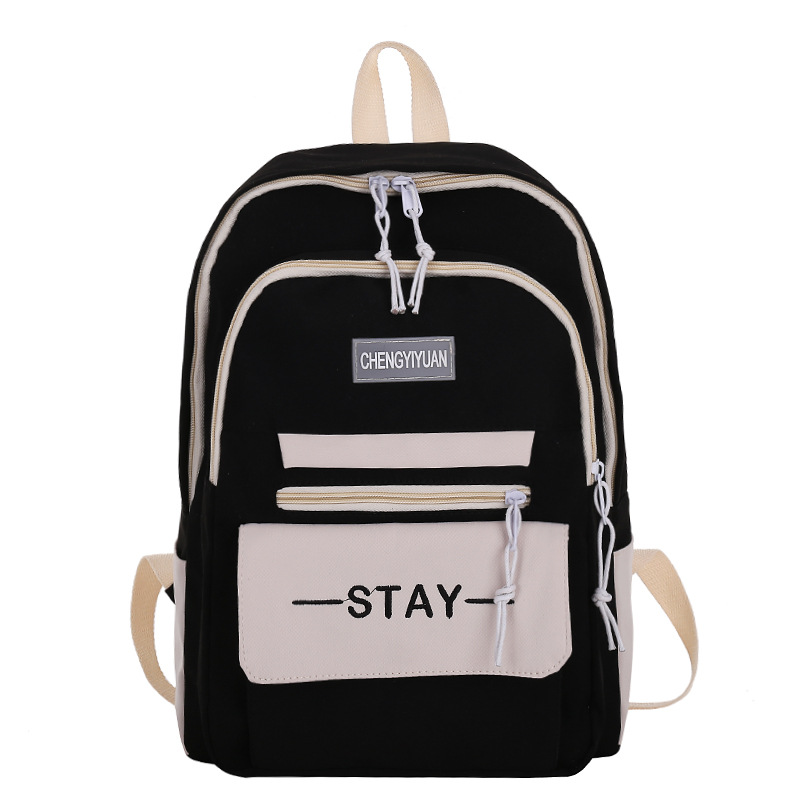 Blue Cool Schoolbag Female Korean High School Harajuku Ulzzang Male Middle School Student Mori Style Contrast Color Large Capacity Backpack