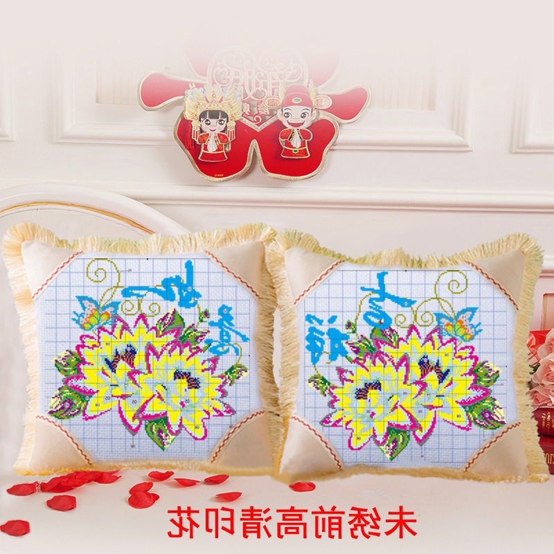 十字绣抱枕新款客厅沙发十字绣线绣抱枕一对汽车枕套靠垫刺绣