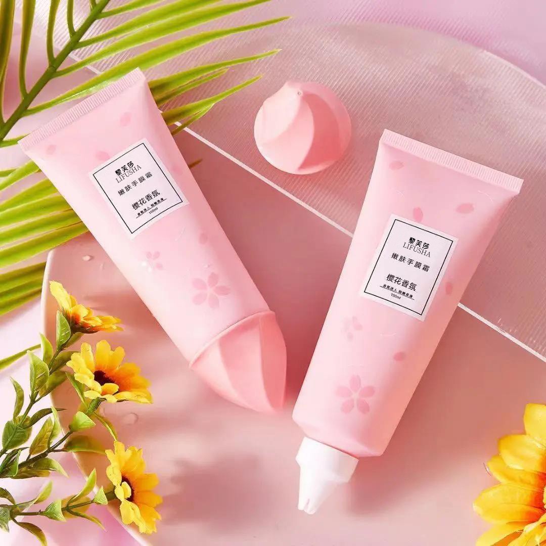 黎芙莎冰淇淋樱花手摸霜嫩肤手膜霜补水保湿莹润手摸霜一件代发