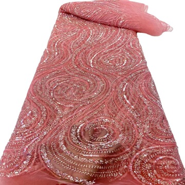 new重工刺绣钉珠珠片绣蕾丝亮片绣面料婚纱礼服装饰辅料花边布料