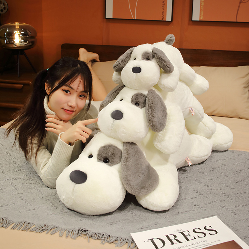 [One Piece Dropshipping] Gray Lying Puppy Dog Doll Children's Sleep Companion Pillow Puppy Dog Doll Ragdoll Gift