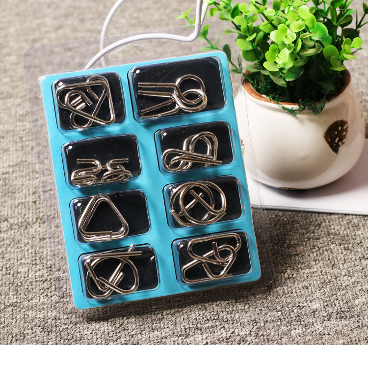 创意益智8件套 儿童智力解环解扣孔明锁金属娱乐休闲魔术玩具套装