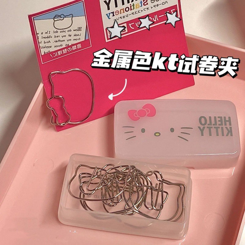学生可爱卡通银色kt猫造型回形针金属色书签曲别针夹纸文件夹装饰