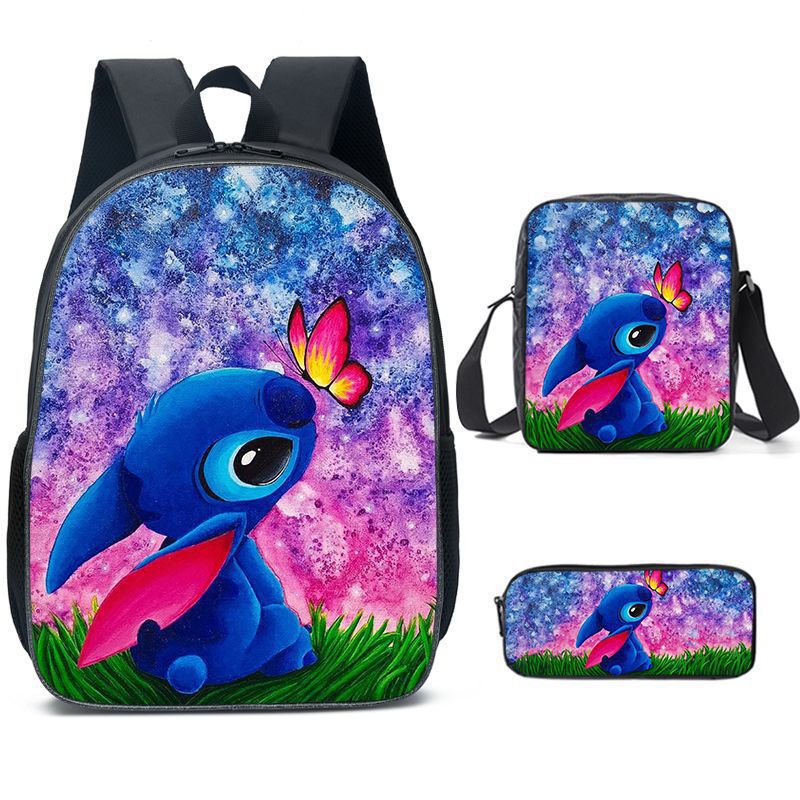 Amazon New Cartoon Animation Stitch Stitch Three-Piece School Bag Primary and Secondary School Student Backpack Backpack