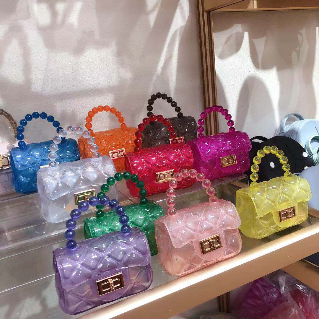 2024 New Korean Style Fashionable Chic Chanel-Style Bag All-Match Diamond Chain Transparent Jelly Pack Pearl Messenger Bag