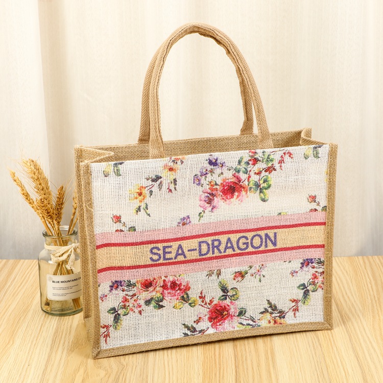 定 制空白麻布手提袋可印logo化妆品购物亚麻礼品袋麻布包黄麻袋