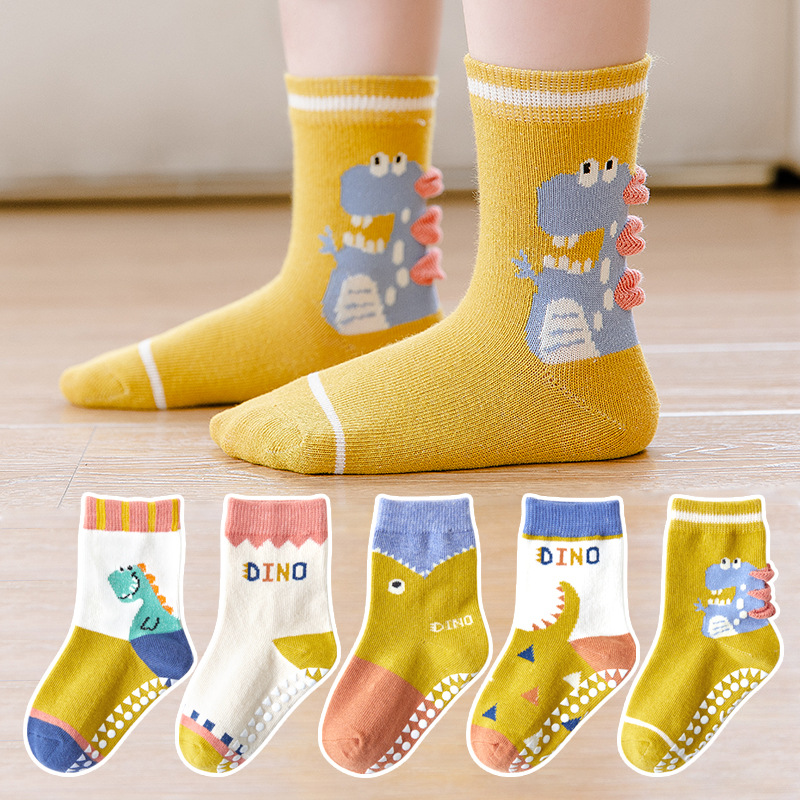 Spring and Autumn Children's Socks Dispensing Trampoline Baby Cotton Socks 1-12 Years Old Middle and Big Children Tube Socks Cartoon Boy Non-Slip Socks