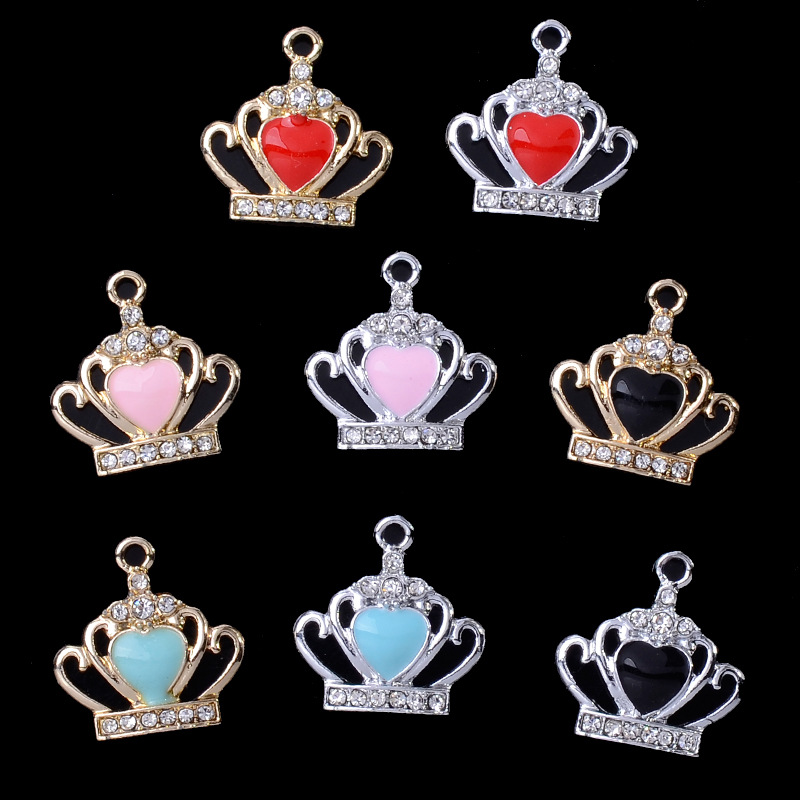 fashionable all-match necklace earring pendant oil drop peach heart crown alloy accessory diy handmade material in stock